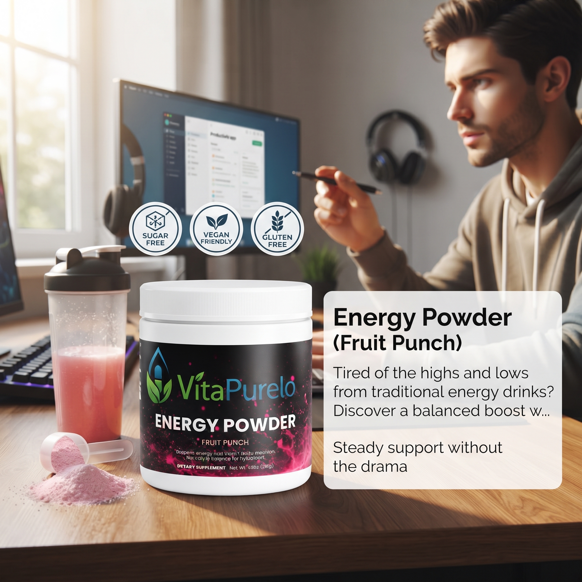 [UGC] Energy Powder (Fruit Punch) — Product + Context