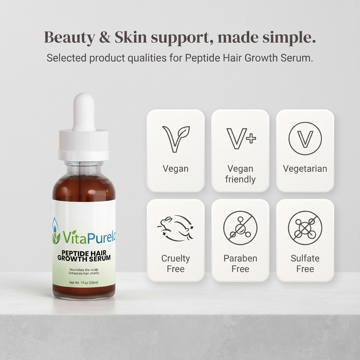 [UGC] Peptide Hair Growth Serum — Icons / Badges