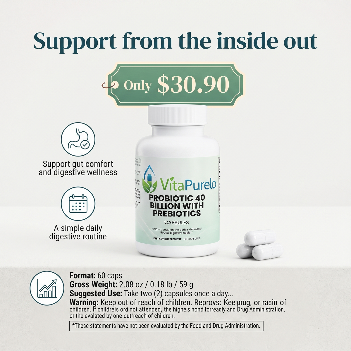 [UGC] Probiotic 40 Billion with Prebiotics — Value / Price