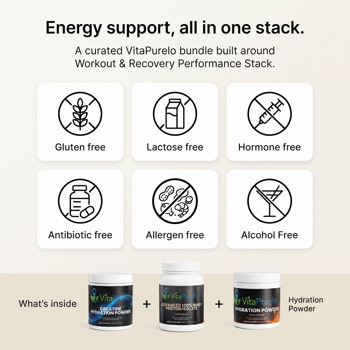 [UGC] Workout & Recovery Performance Stack — Bundle Icons / Benefits